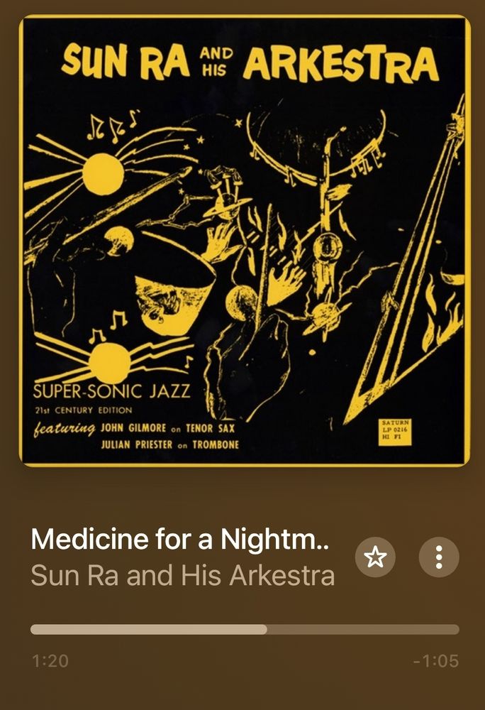 Künstler: Sun Ra and His Arkestra
Album: Super-Sonic Jazz
Song: Medicine for a Nightmare