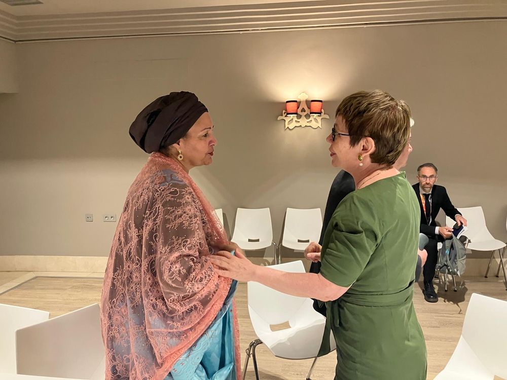 Amina J. Mohammed, Deputy Secretary-General of the United Nations, and Odile Renaud-Basso at Finance 4 Development in Seville