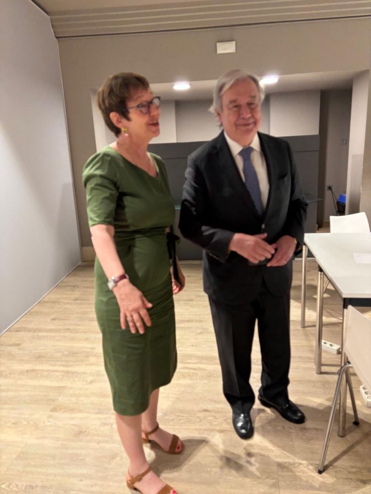 António Guterres, Secretary-General of the United Nations, and Odile Renaud-Basso at Finance 4 Development in Seville