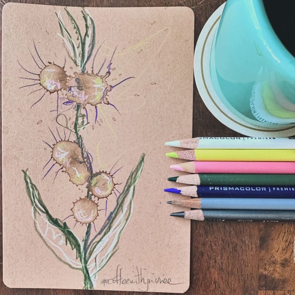 Doodles over dried coffee spills - someone described this one as "Other-worldly plant life"