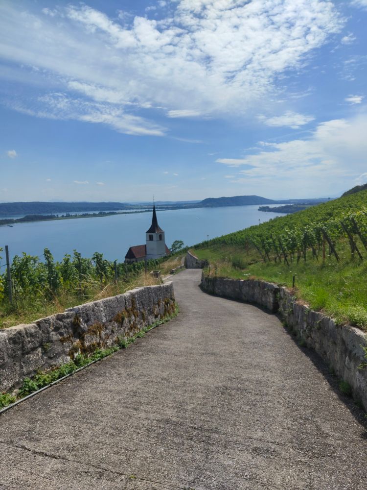 Down to the chirch and the lake