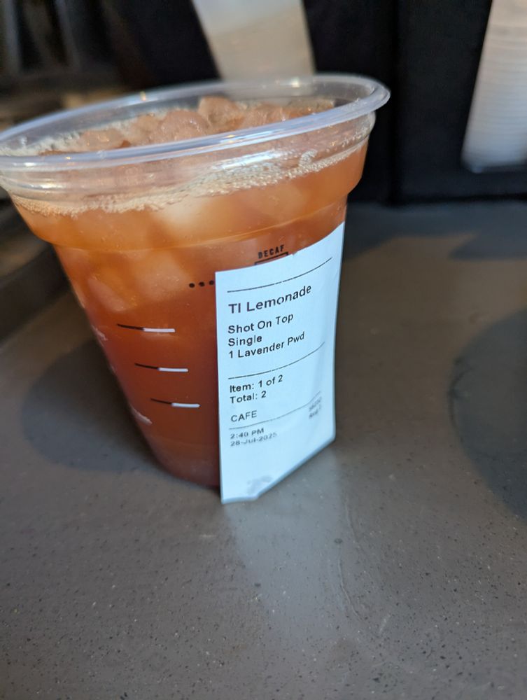 tl lemonade with a single shot of espresso and lavender
