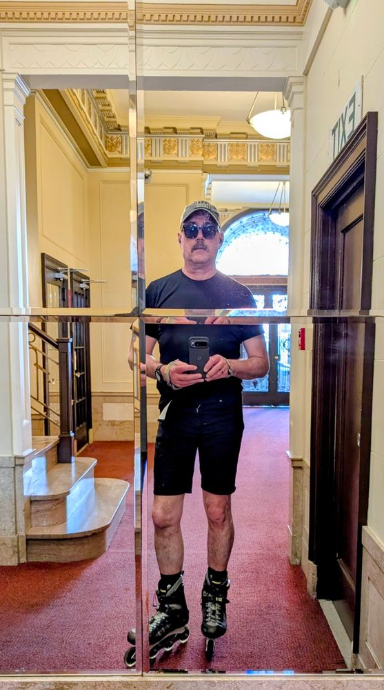 Today on my skates in the lobby of my building 