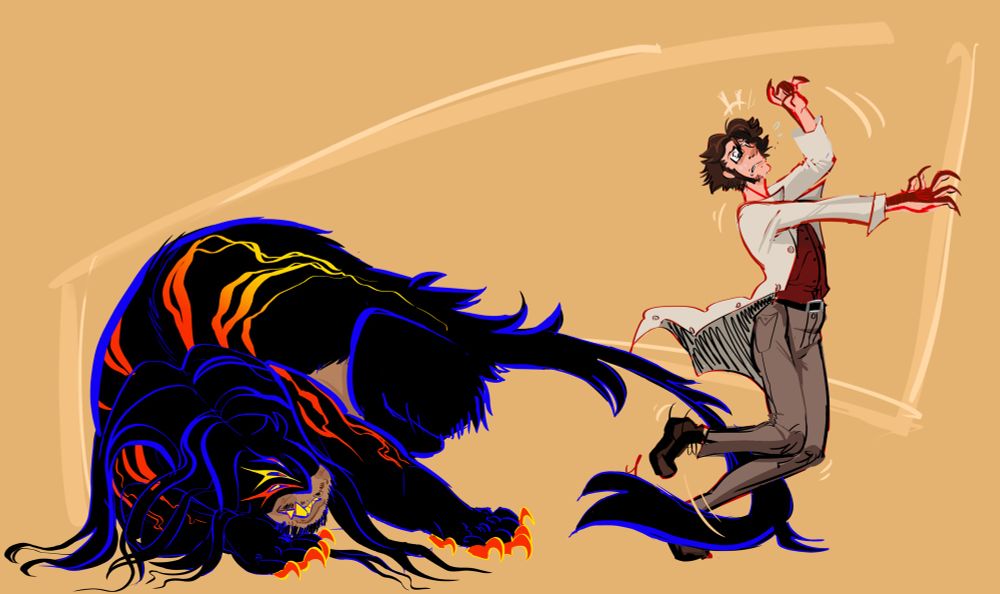 fenrir tripping trace with their tail