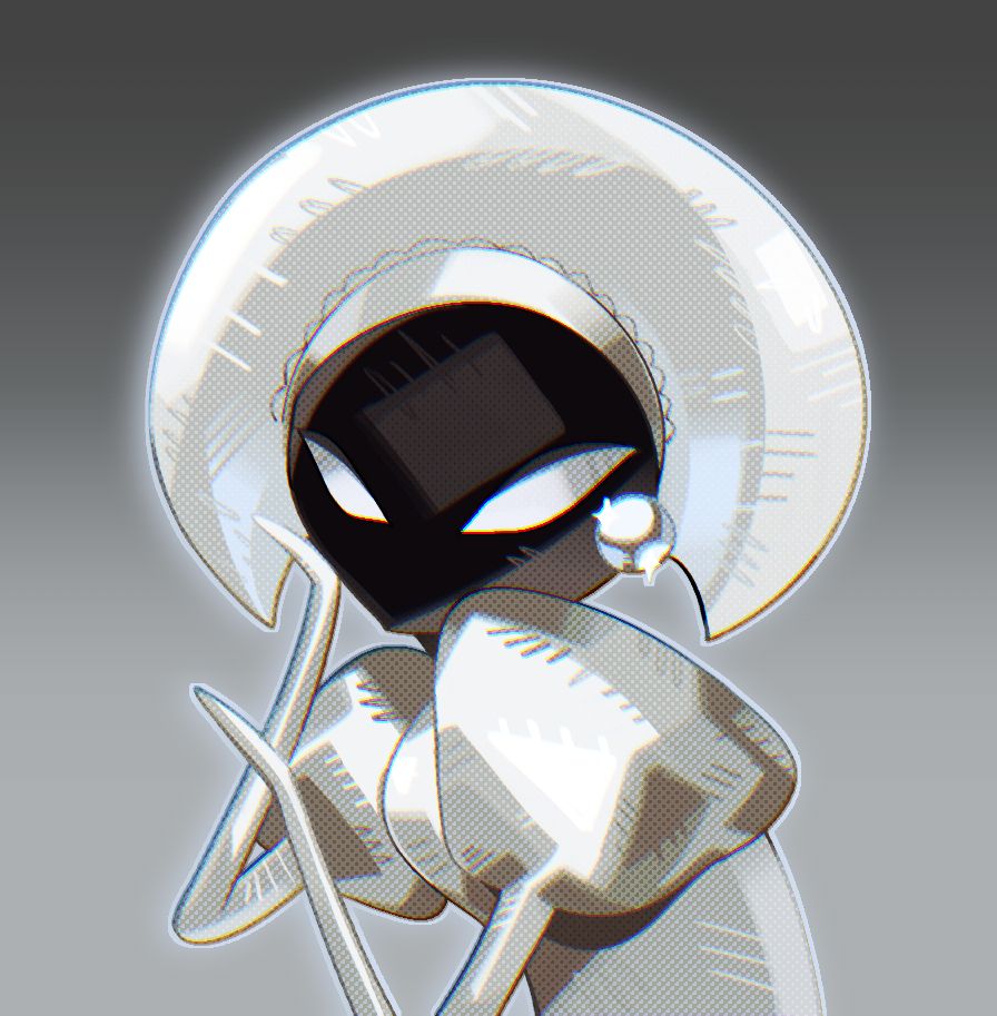 Digital Illustration of lace from video game 'Hollow Knight : Silksong'. She is adorned by a shiny pearl earring.