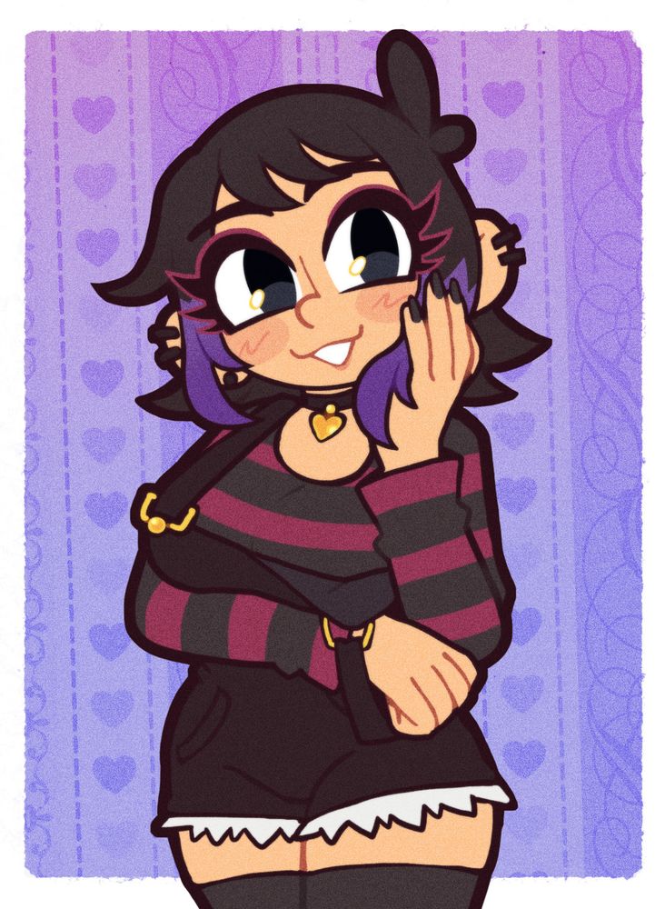 @skorpiiozx.bsky.social 's lovely OC, Yumi, cutely posing and smiling your way!