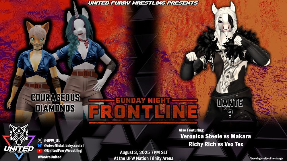 Poster for Sunday Night Frontline shows Courageous Diamonds Elena Vincent and Dazzle flash against Dante.
