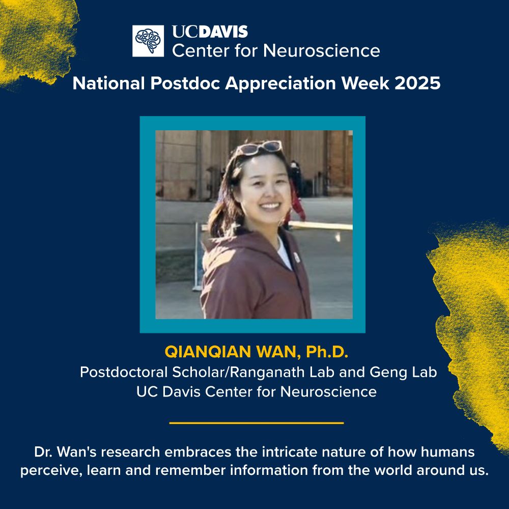 UC Davis Center for Neuroscience postdoc spotlight: Dr. Qianqian Wan, studying human perception, learning and memory.