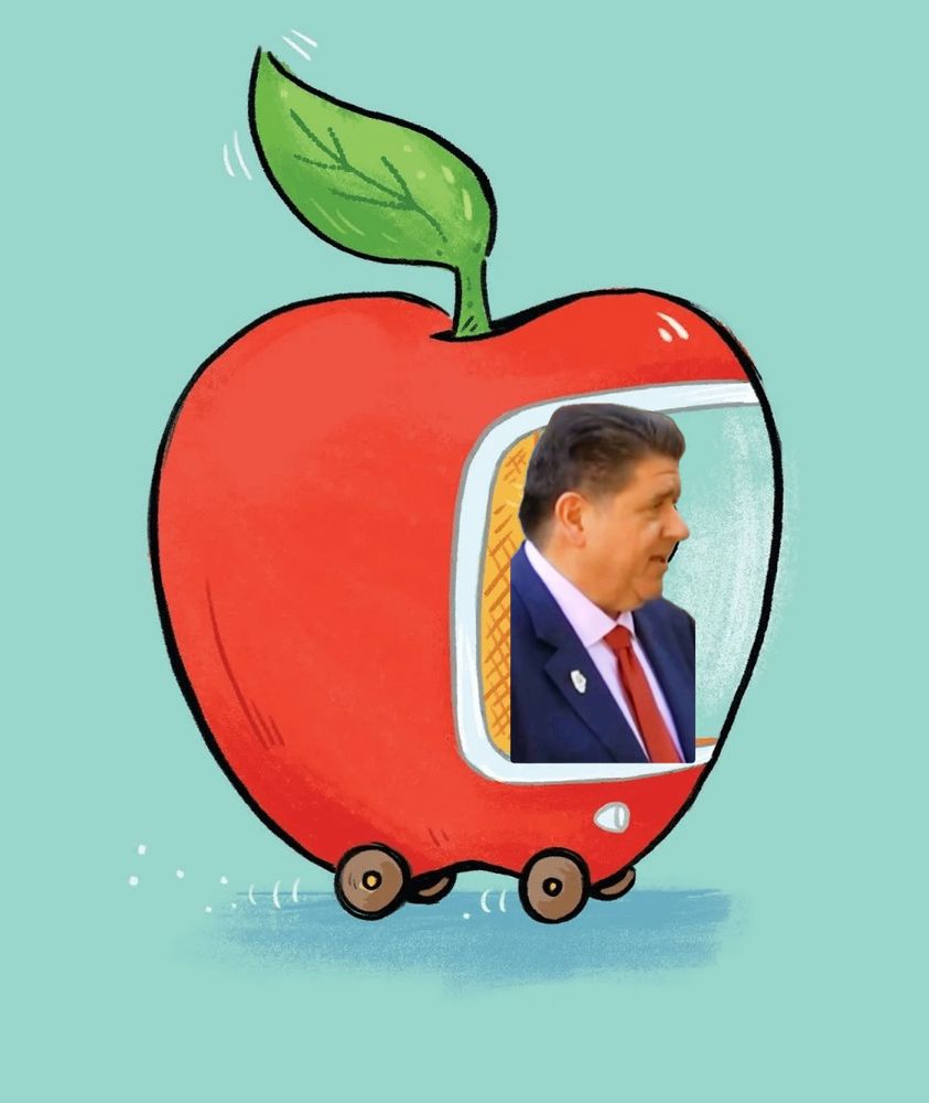 JB Pritzker driving an Apple car