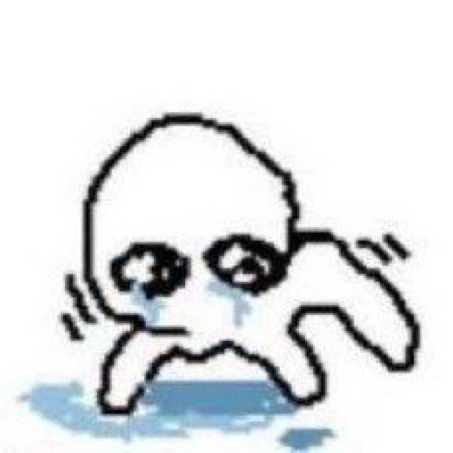Reaction image of a little blob person crouched down, crying profusely.