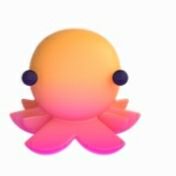 an orange and pink octopus with boba-like eyes placed very far apart from each other 