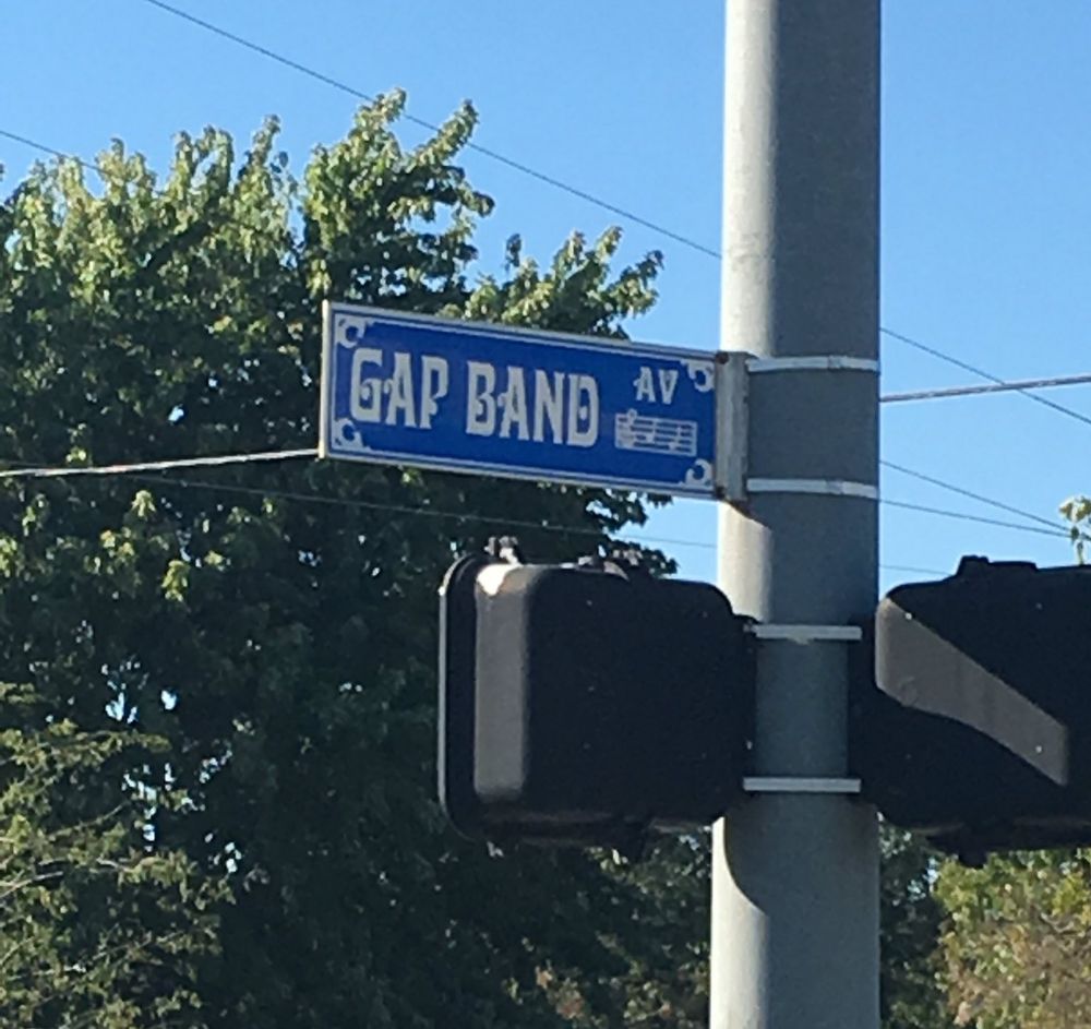 A street sign that reads "Gap Band Avenue".