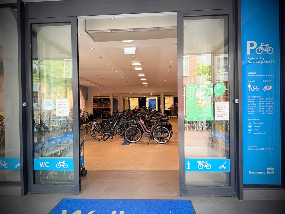 Cycle parking in a shop unit in Delft