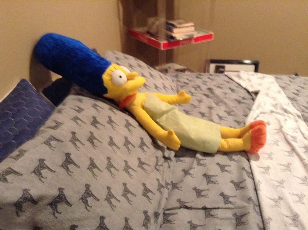 marge plush laying in bed