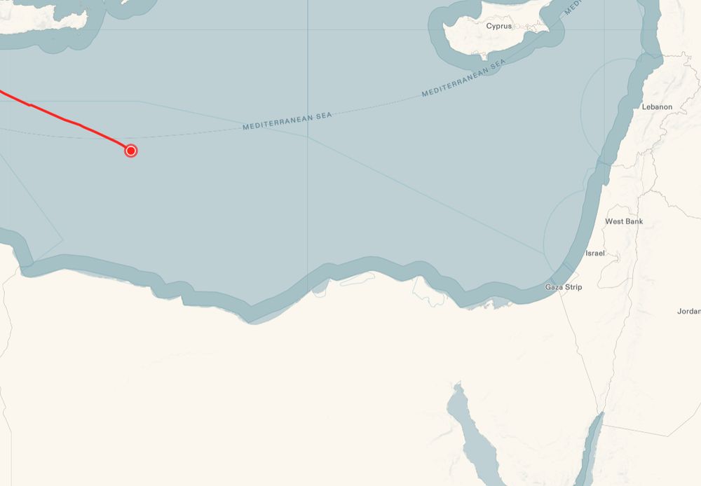 Carte montrant la position du Madleen.