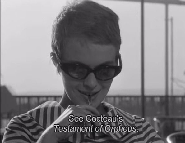 Jean Seberg in 'Breathless' advising the viewer to

See Cocteau's 'Testament of Orpheus'