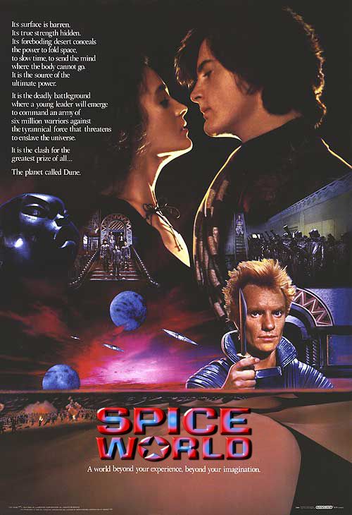 the poster for dune with the logo for spice world on it