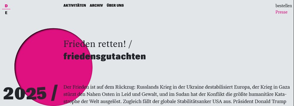 Ausschnitt Website-Vorschau von www.friedensgutachten.de
