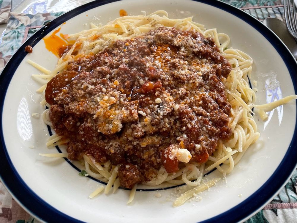 Spaghetti night, perfect for a cold rainy evening’s dinner 