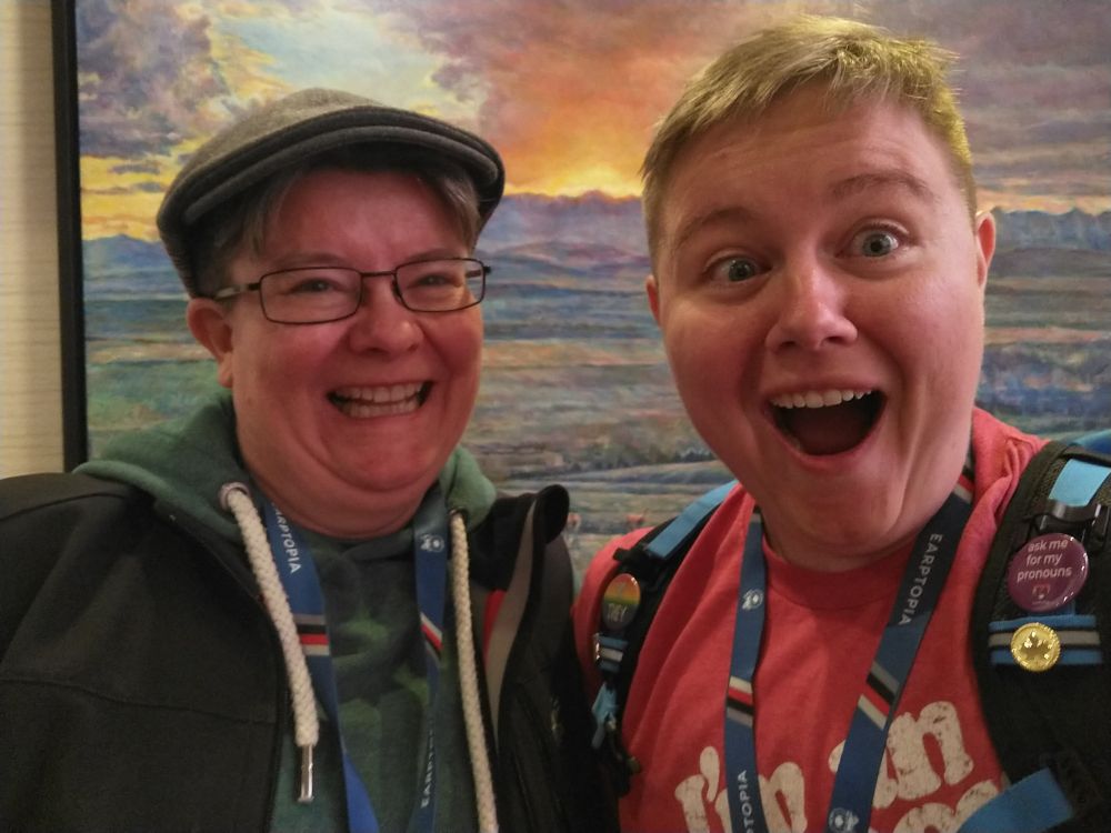 Two people taking a picture together 