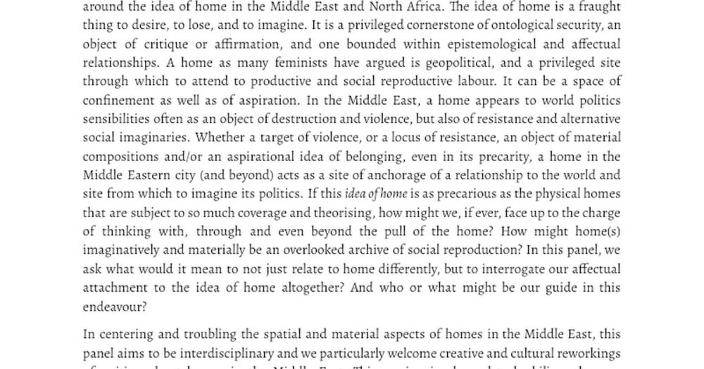 The Idea of Home: Politics, Matter and Imaginaries