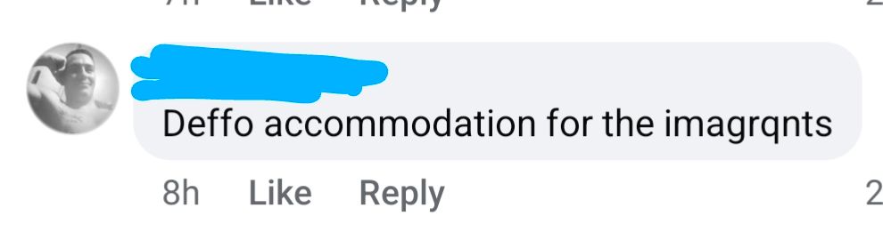 Comments suggesting that new housing will go to immigrants and refugees, with a very creative (?) spelling of the word "immigrants"