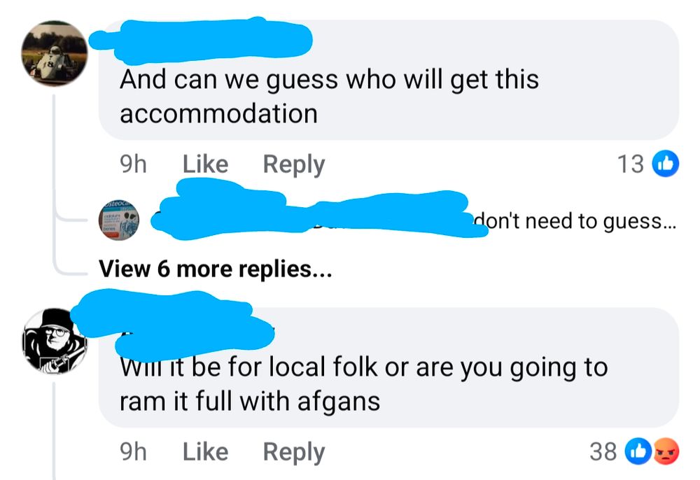 Comments suggesting that new housing will go to immigrants and refugees.