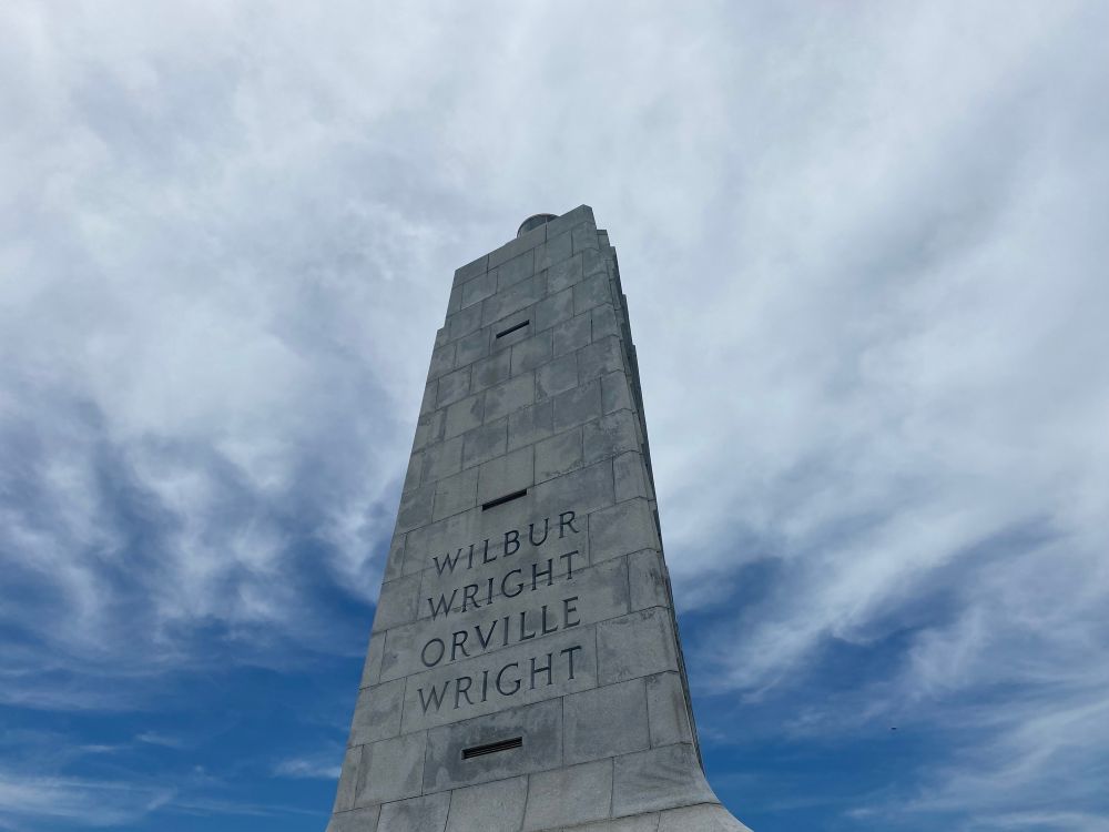 A monument to the Wright Brothers in Kill Devil Hills, North Carolina. Photo taken by me on June 23, 2021.