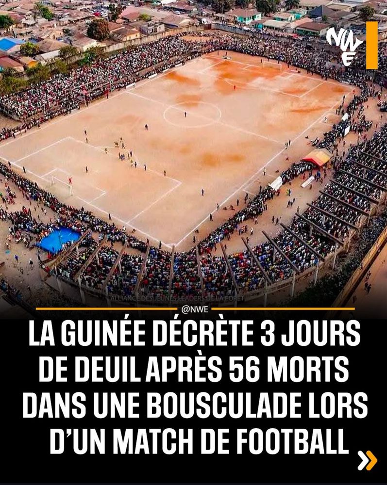 En Guinée, une bousculade lors d'un match de football à Nzérékoré a fait 56 morts. L'incident, déclenché par des tensions autour d'une décision d'un arbitre, a dégénéré avec l'utilisation de gaz lacrymogènes, provoquant une panique mortelle. Trois jours de deuil national ont été décrétés.