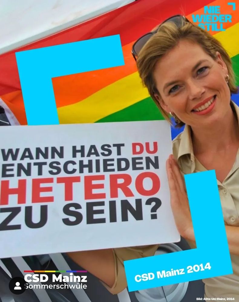 Bild von Julia Klöckner wie sie 2014 den CSD Mainz besucht. 