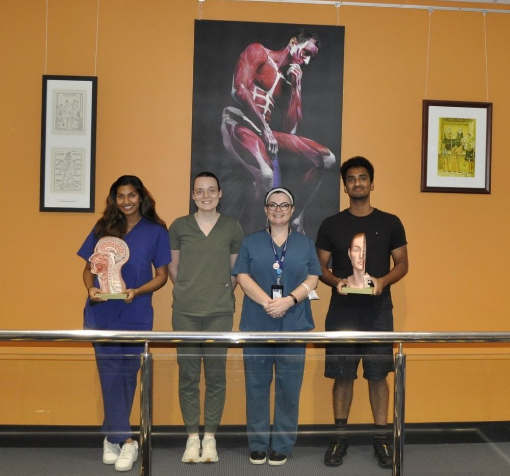 Tanvi, Jessie, Amanda, Hritik standing outside the Human Anatomy Laboratory at James Cook University.
