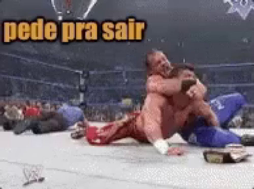 two wrestlers are wrestling in a ring with the words pede pra sair written above them