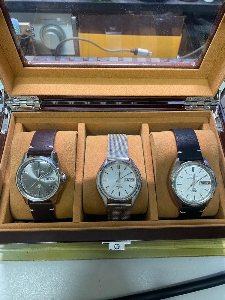 Full Set:
Seiko King Seiko 5626-7040 (Grey Dial COSC Certified)
Seiko LordMatic  5206-6060 (With 6020 Dial)
Seiko King Seiko 5246-6000 (White Linen Dial COSC Certified)