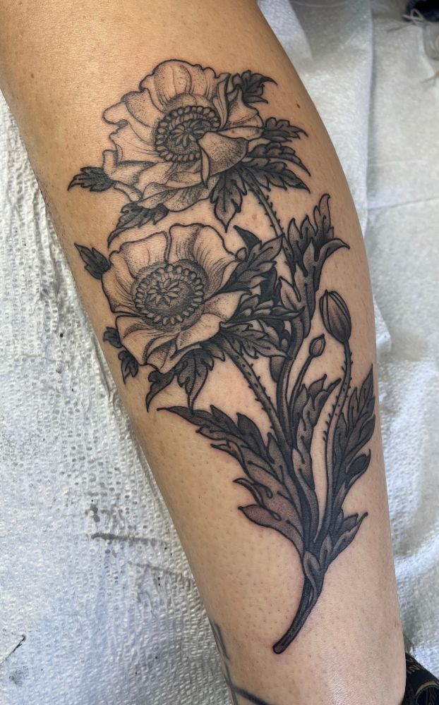 Poppies flower tattoo