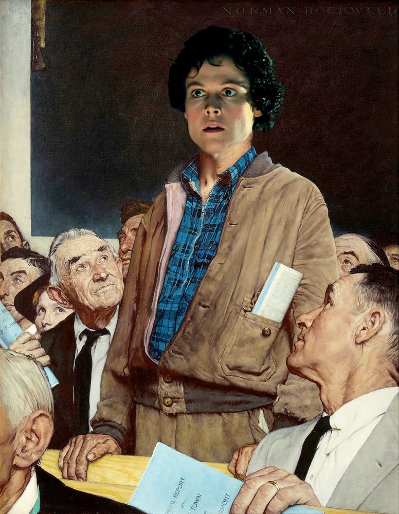 Norman Rockwell's Freedom of Speech but it's Ellen Ripley