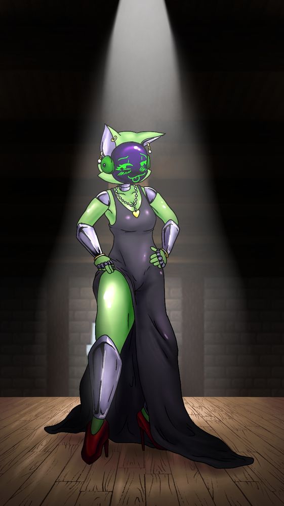 My oc in a cute black dress (minecraft background)