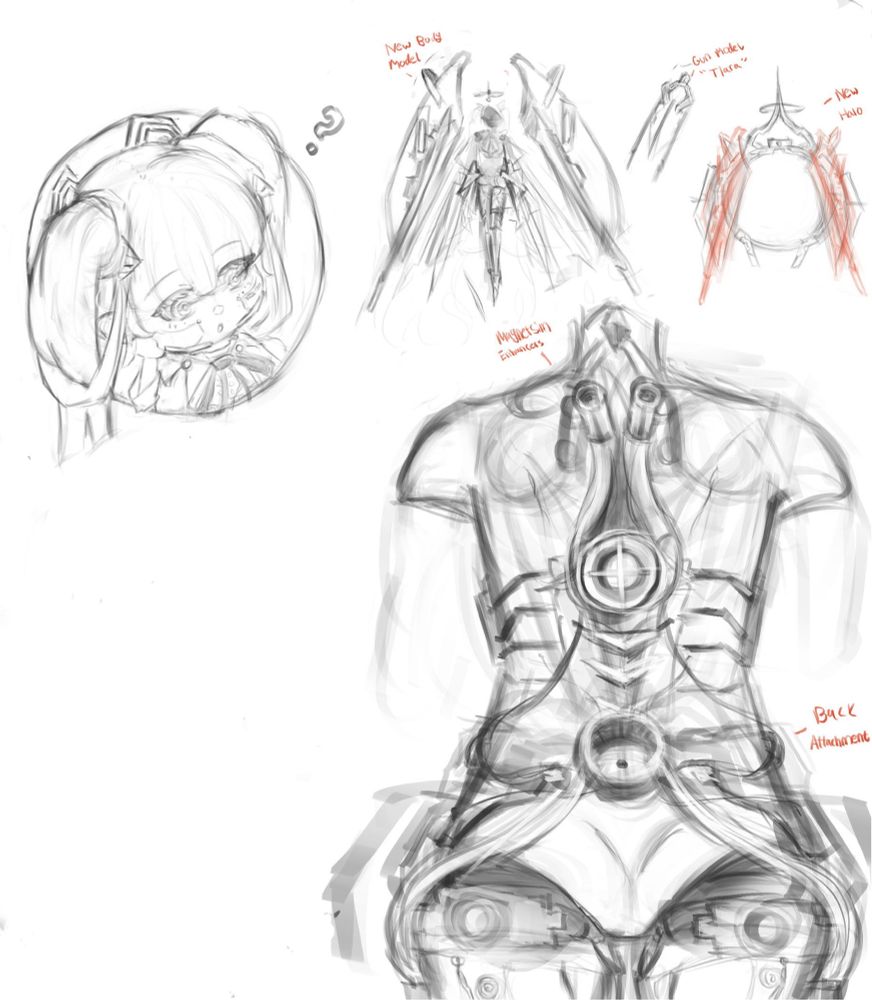 Sketch of oc Seralis back and some other ideas I had 
