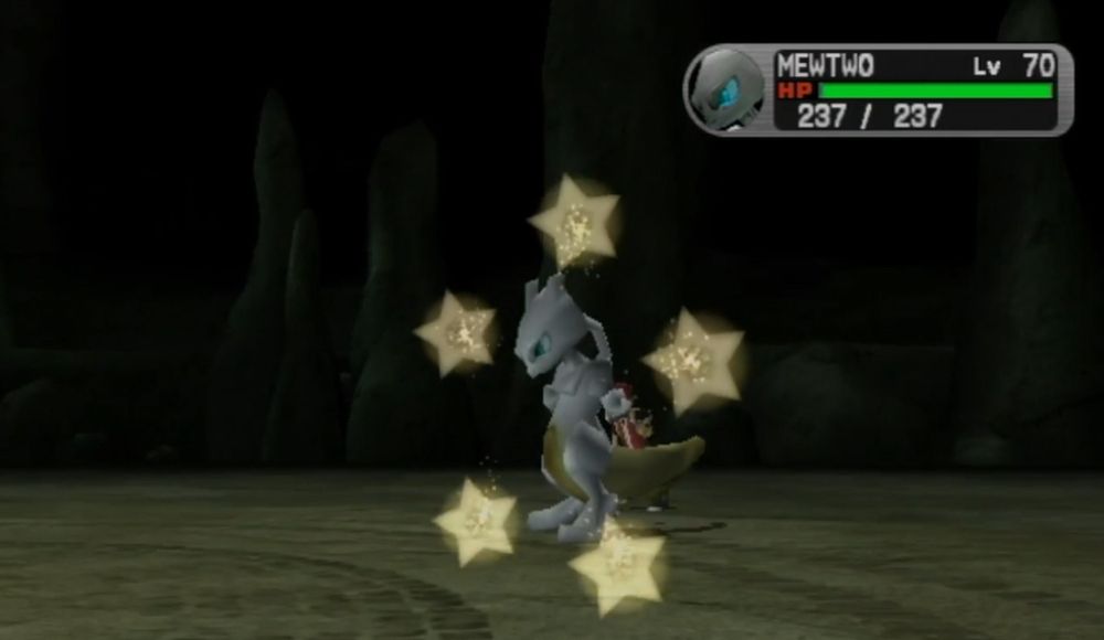 Shiny Mewtwo using Swift in Pokemon XD: Gale of Darkness 