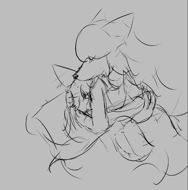 Violet and Ceroba cuddling. Ceroba is positioned on top of Violet, with Violet's face pressed into her chest, clenching onto Ceroba's body with her arms and legs.