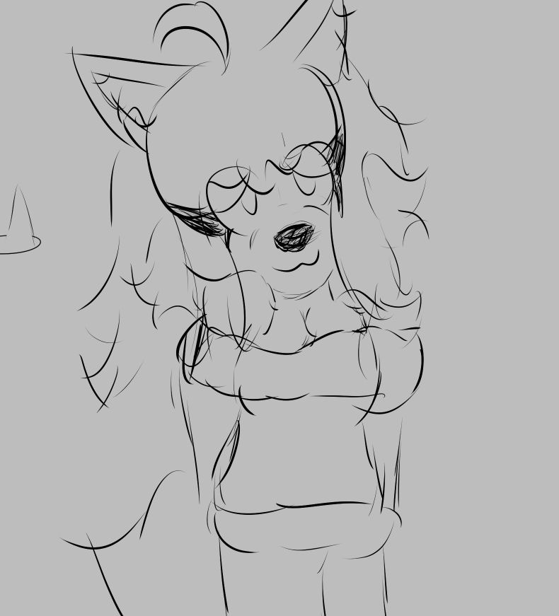 A doodle of Violet, her head tilted to the side, staring lovingly at the viewer