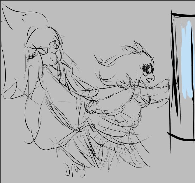Moth Violet Desparately skittering towards a bug-zapper lantern while spider Ceroba is grabbing her by the wings, keeping her from touching it.