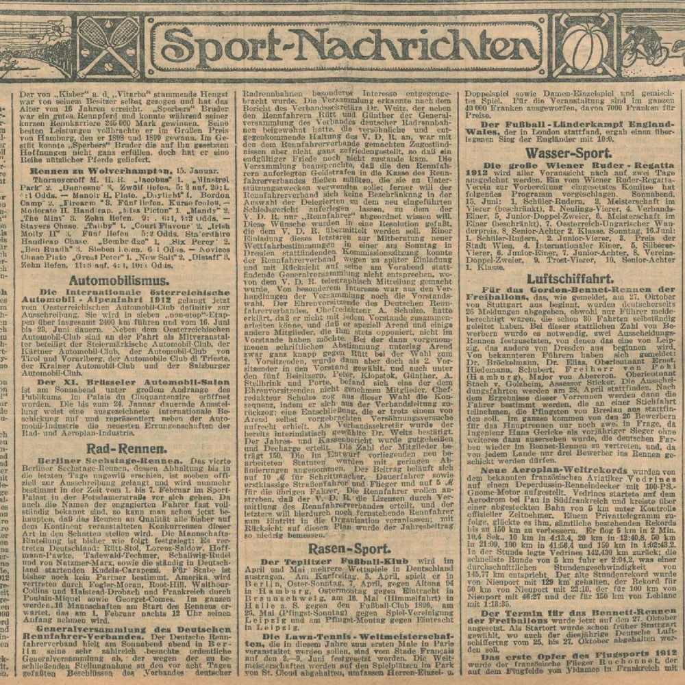 Bild der Zeitungsseite mit Sportkopfzeile.