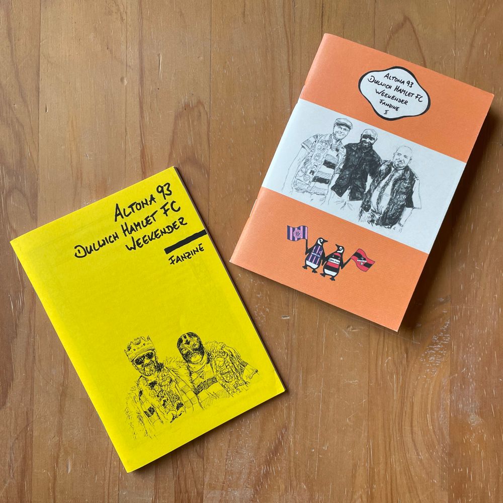 Covers of both mentioned zines on used wood.