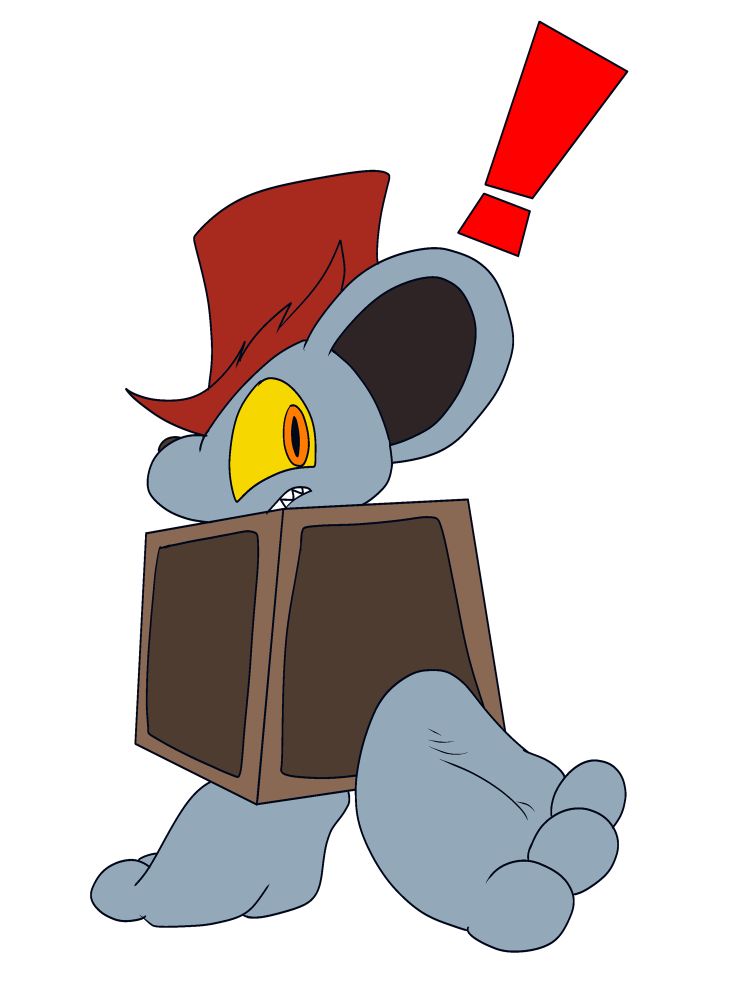 Daroach sneaking away while hiding in a crate!