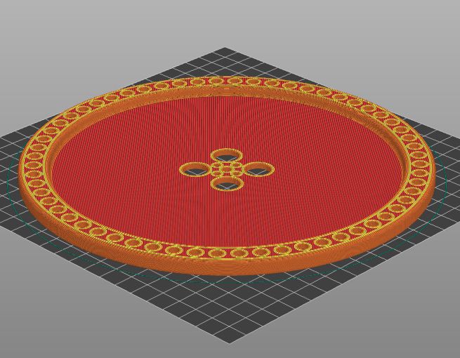 A screenshot of Prusaslicer, which has a round flat object, with 60 holes at the edges, four larger holes in the center, and four smaller holes closer to the center pivot point.

It looks like a reaction wheel which would be used on a spacecraft.