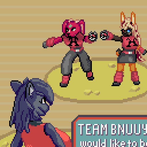 Jumney fighting Team Bnuuy members Kyupo and Luci