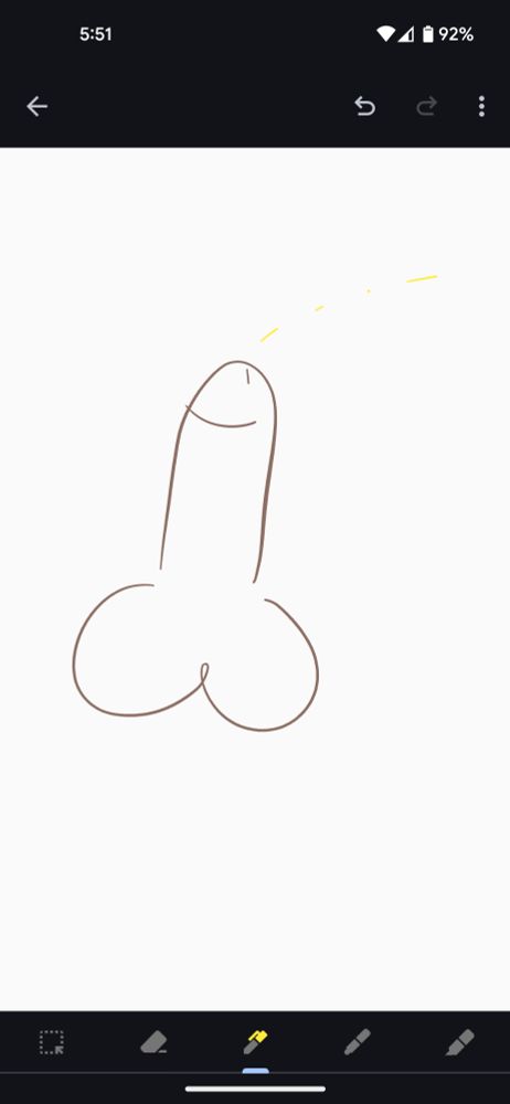 A screenshot of a notes app drawing of a penis. The drawing is incredibly simplistic and cartoonish. 