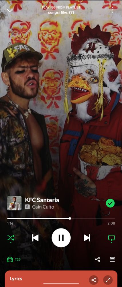 Spotify screenshot of KFC Santería by Cain Culto