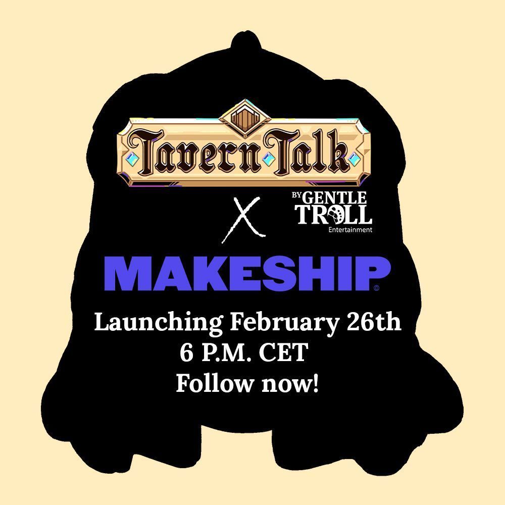 A shadow Andu Plushie announcing the Makeship Andu Plushie.

Text: Tavern Talk by Gentle Troll Entertainment x Makeship Launching February 26th 6 P.M. CET Follow now!