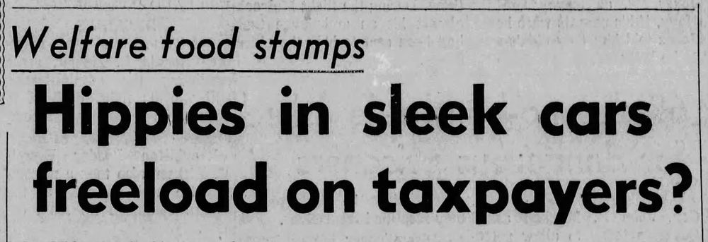 Welfare food stamps: Hippies in sleek cars freeload on taxpayers?